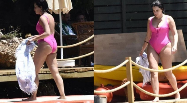 Bodrum tatilinde Hande Doğandemir'in fazla kiloları dikkat çekti