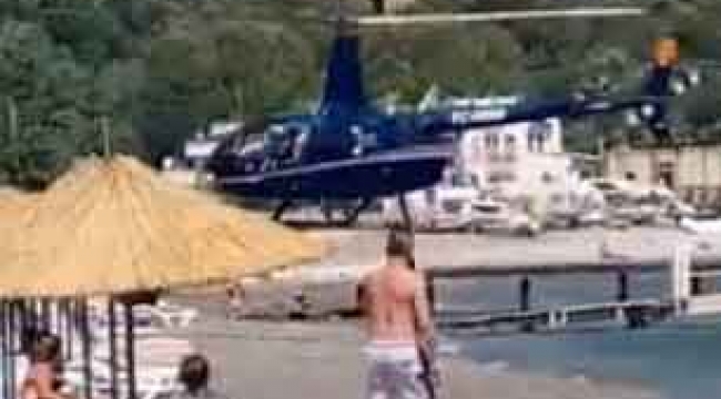 Halk plajına helikopterle indiler