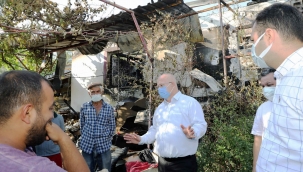 Başkan Gümüş’ten evi yanan aileye yardım sözü