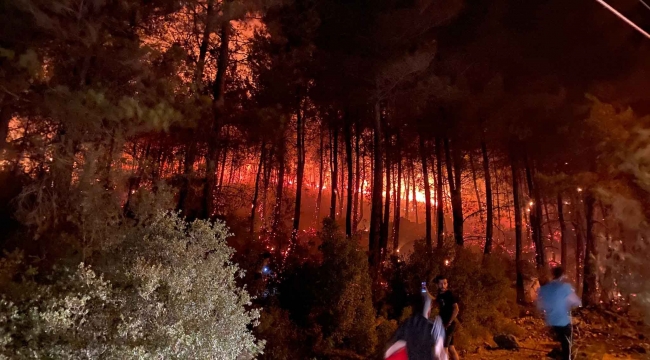 Fethiyeliler yangını söndürmek için seferber oldu