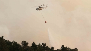 Çine'deki orman yangınına 12 helikopter ile müdahale ediliyor