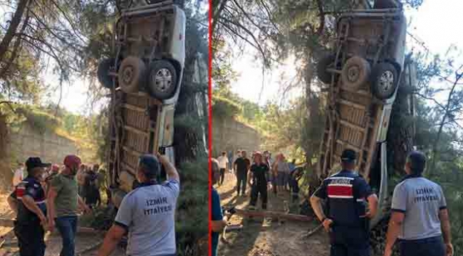 İzmir'de servis minibüsü şarampole yuvarlandı: 6 ölü, 11 yaralı