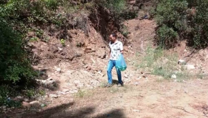 Orman’daki cam şişeler tek tek toplanıyor