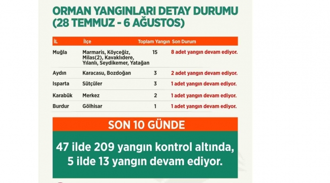 - Pakdemirli: ”209 orman yangını kontrol altında, 13 orman yangını devam ediyor”