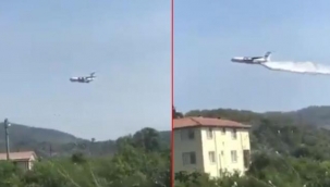 Rus uçağından orman yangınına tartışma yaratan müdahale! Suyu metrelerce uzağa bıraktı