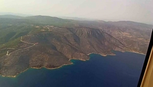 Yangın sonrası siyaha bürünen Muğla gökyüzünden böyle görüntülendi