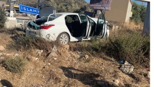Tabelaya çarpıp ormanlık alana kaçtılar