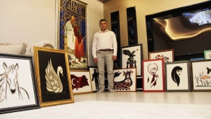Terör gazisi evini sanat atölyesine çevirdi