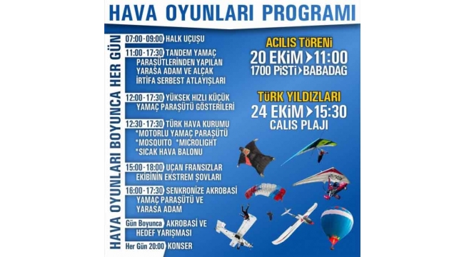 Uluslararası Fethiye Ölüdeniz Hava Oyunları başlıyor 