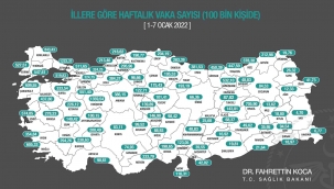 Bakan Koca, il bazında 100 bin kişi içinde bir haftalık vaka haritasını paylaştı