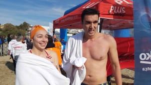 Datça'da '16. Açık Deniz Kış Yüzme Maratonu' düzenlendi