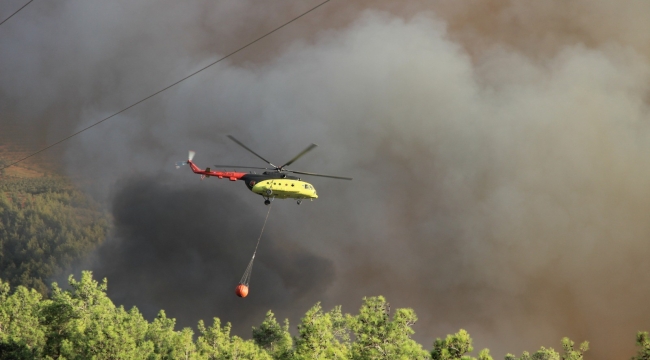 Muğla-Denizli sınırındaki yangını söndürme çalışmaları sürüyor 