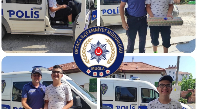 ortaca İlçe Emniyet Müdürlüğünden özel çocuğa doğum günü süprizi