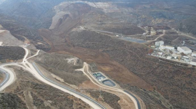 İliç'te siyanürlü toprağın kaydığı maden bölgesi havadan görüntülendi 