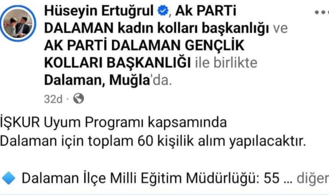 Dalaman'da İŞKUR aracılığıyla işe alınacak 60 kişilik başvuru noktası tartışma yarattı.