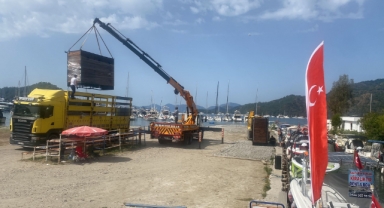 Göcek Kumburnu’nda iş makinalarına tepki.